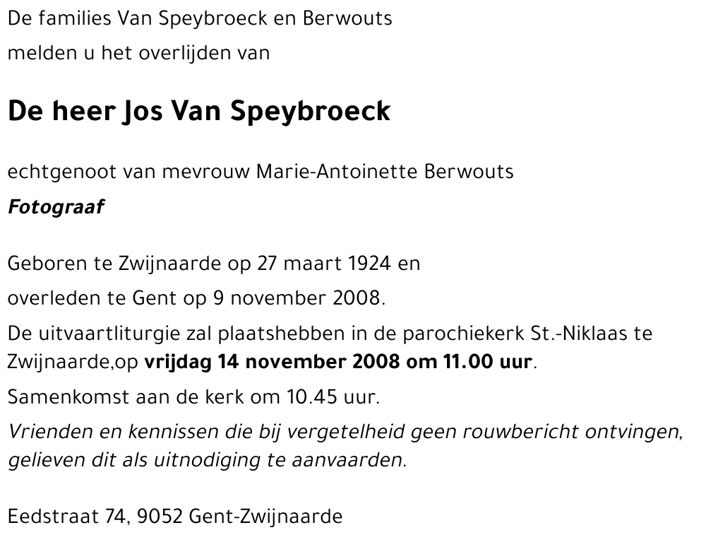 Jos Van Speybroeck