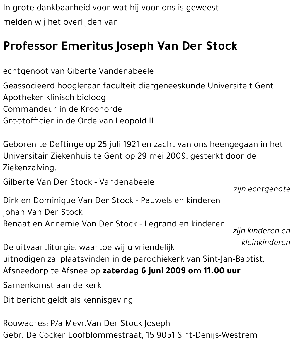 Joseph Van Der Stock