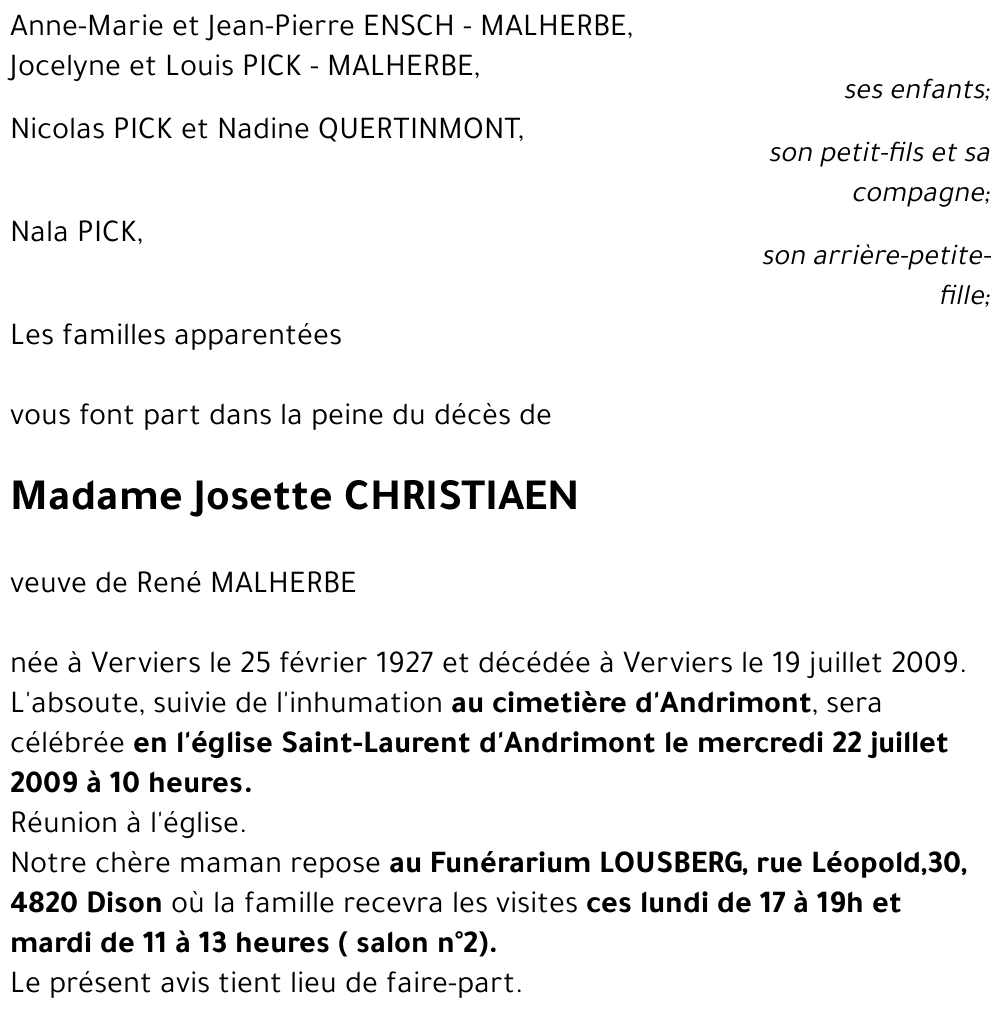 Josette CHRISTIAEN