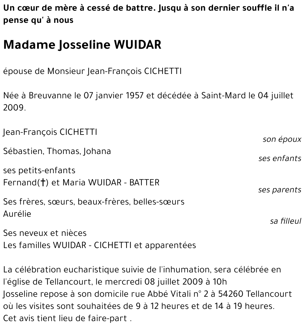Josseline WUIDAR