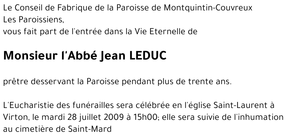 l'Abbé Jean LEDUC