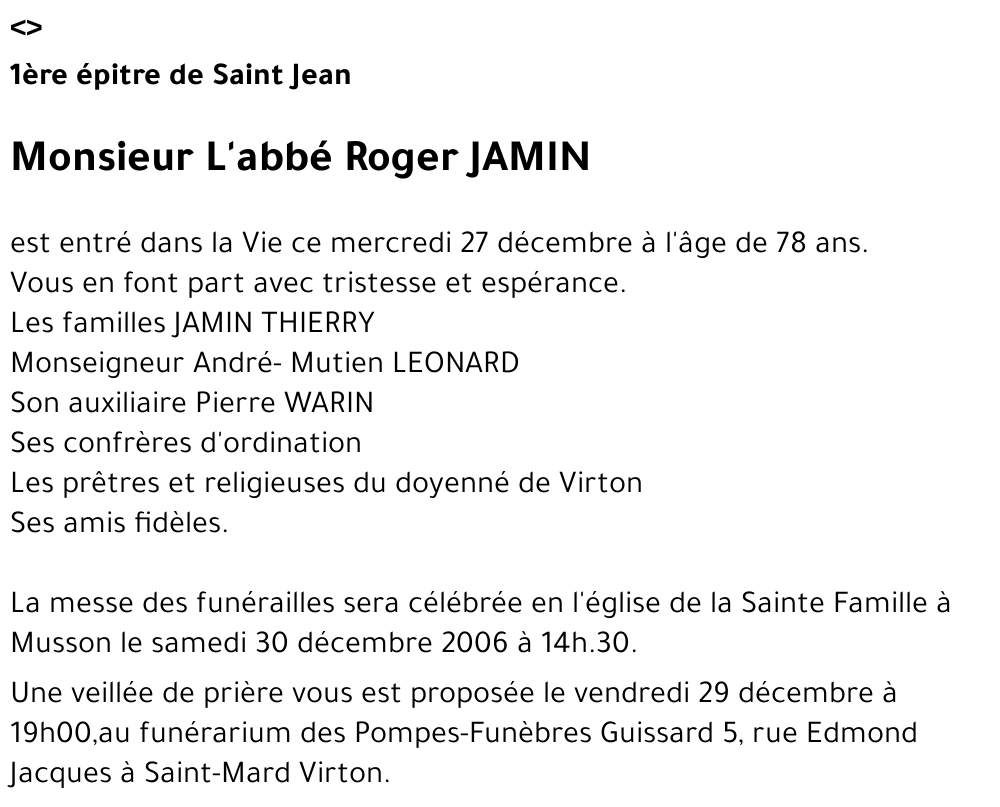L'abbé Roger JAMIN
