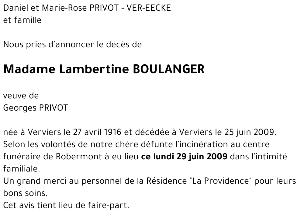Lambertine BOULANGER