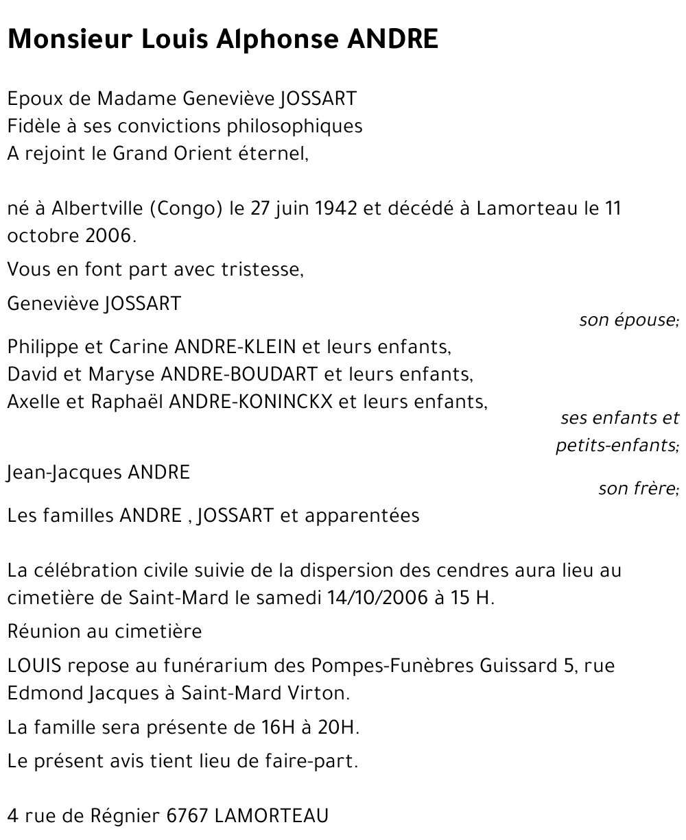 Louis Alphonse ANDRE