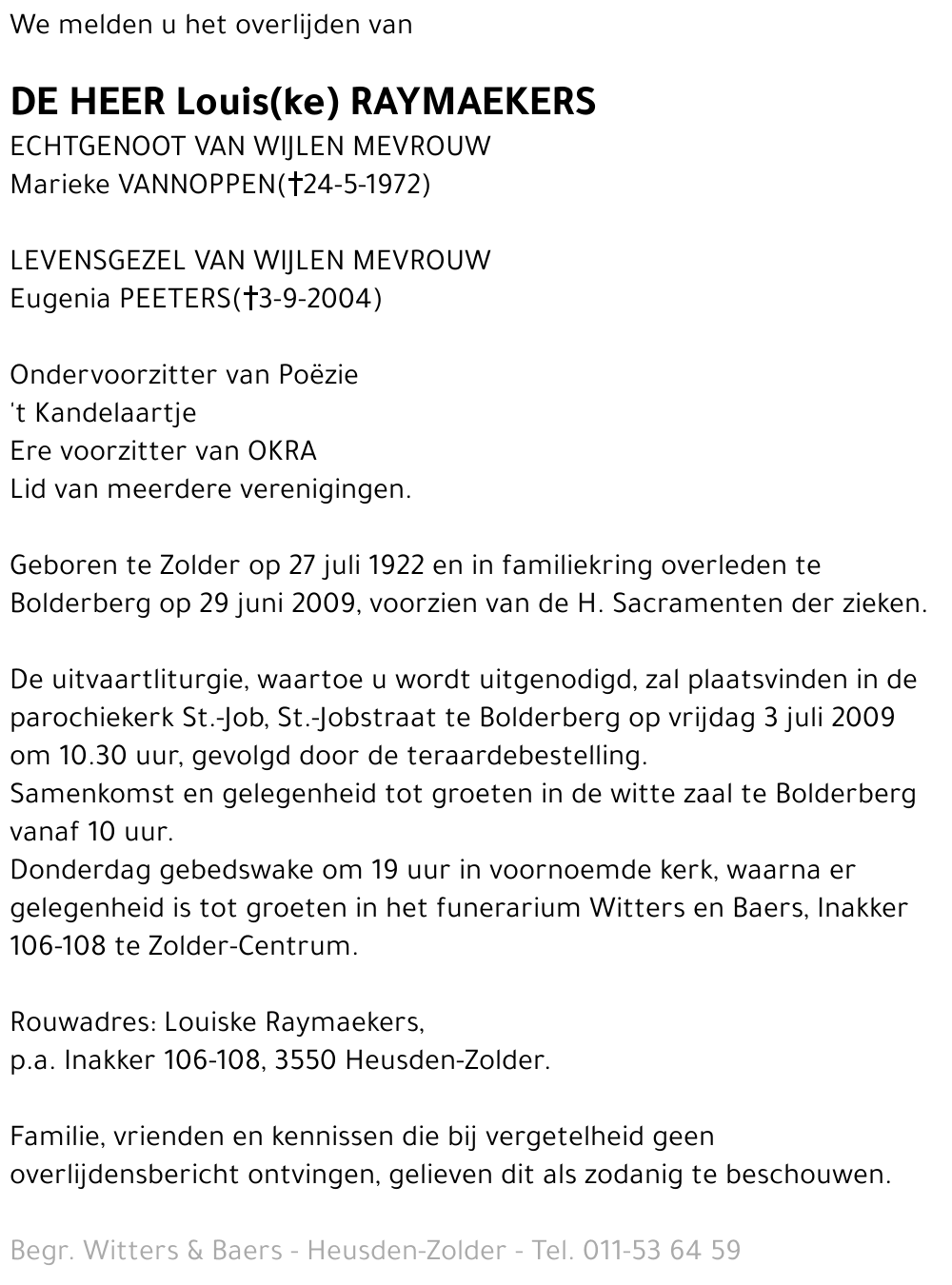 Louis RAYMAEKERS