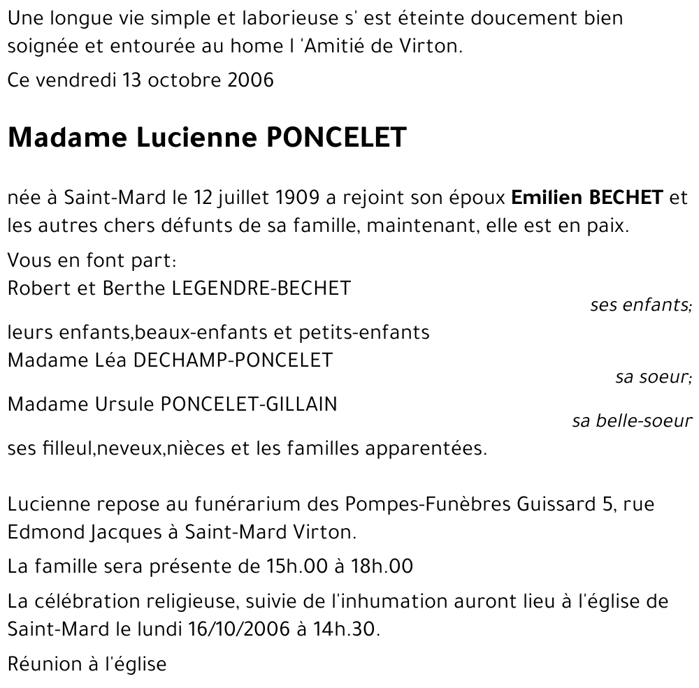 Lucienne PONCELET