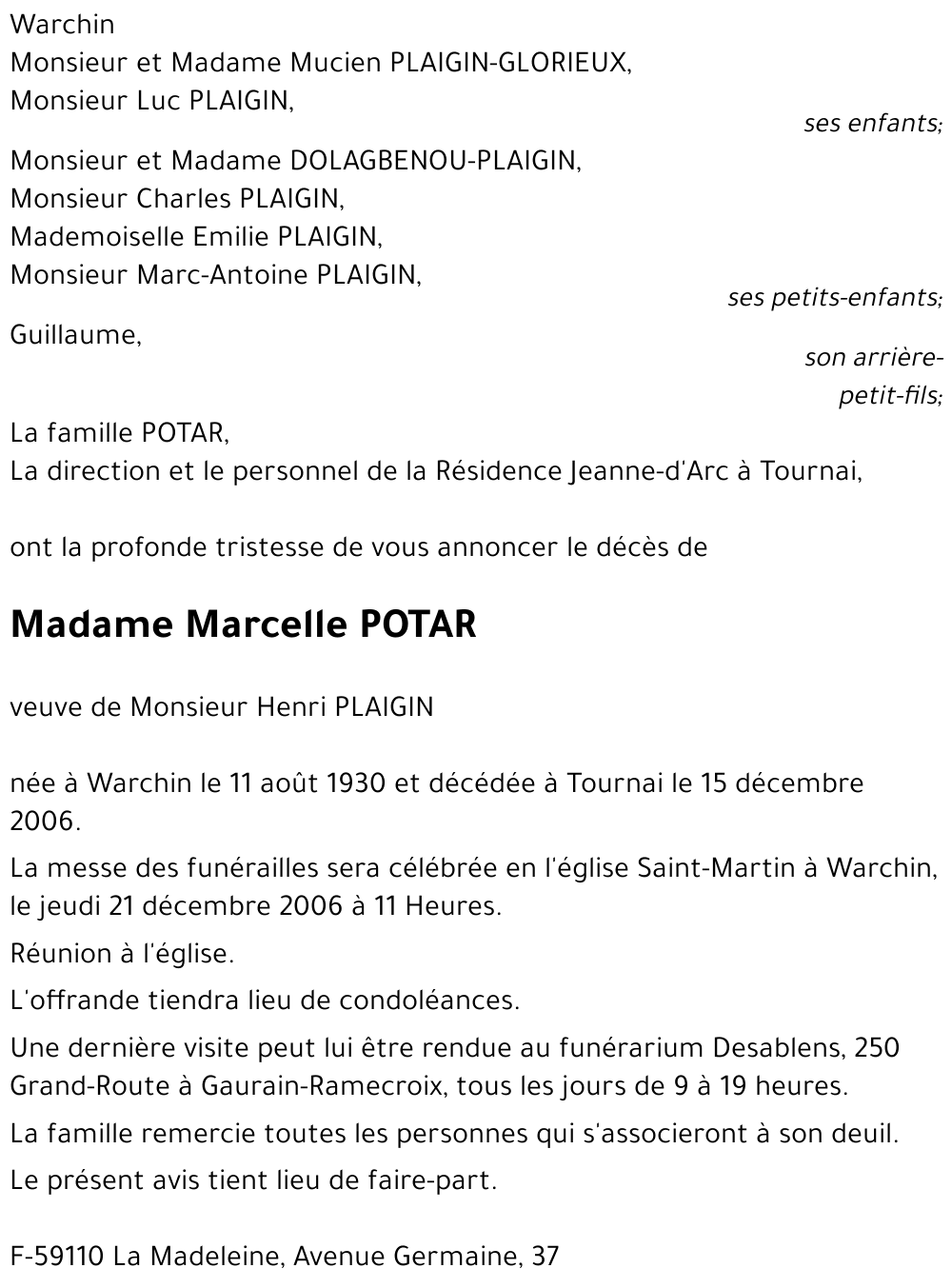 Marcelle POTAR