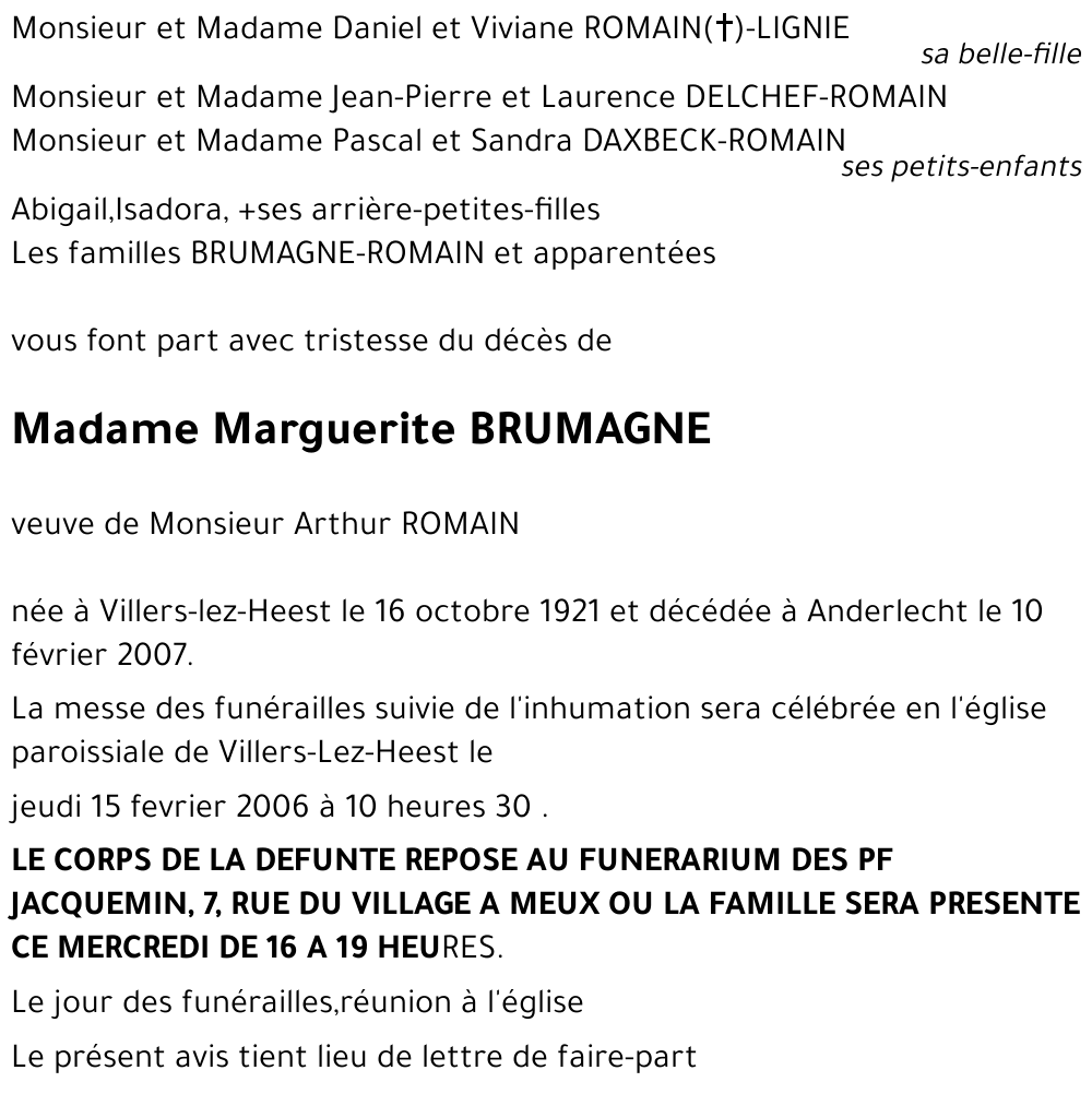Marguerite BRUMAGNE