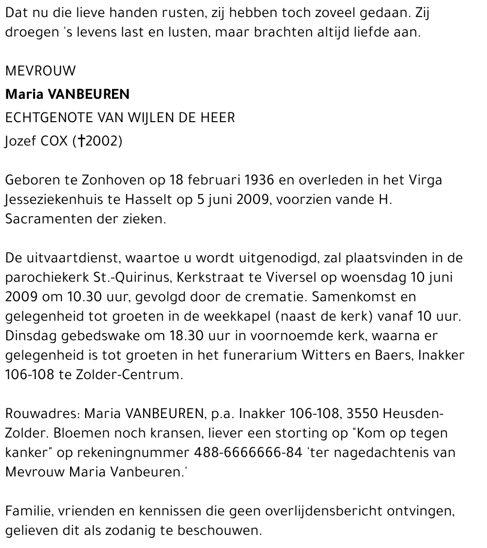 Maria VANBEUREN