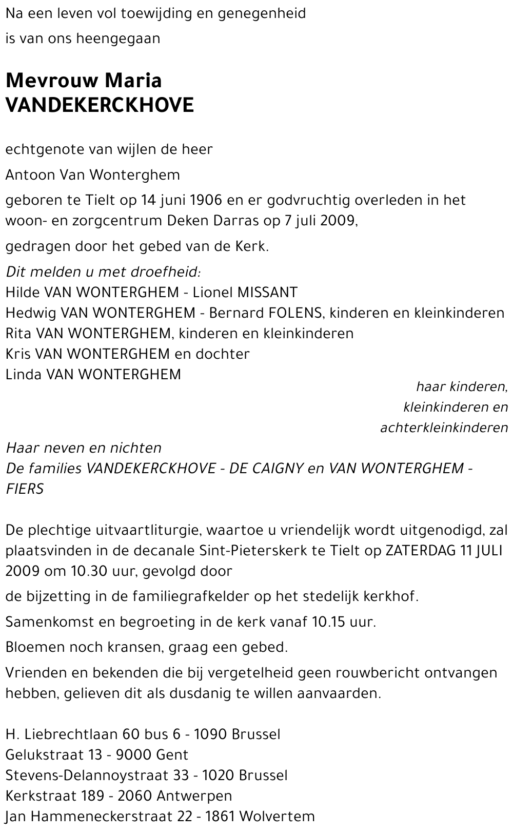 Maria VANDEKERCKHOVE