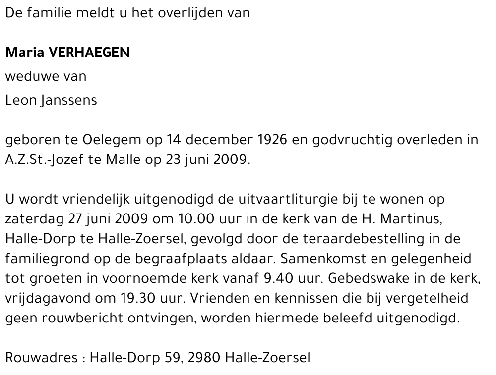 Maria VERHAEGEN