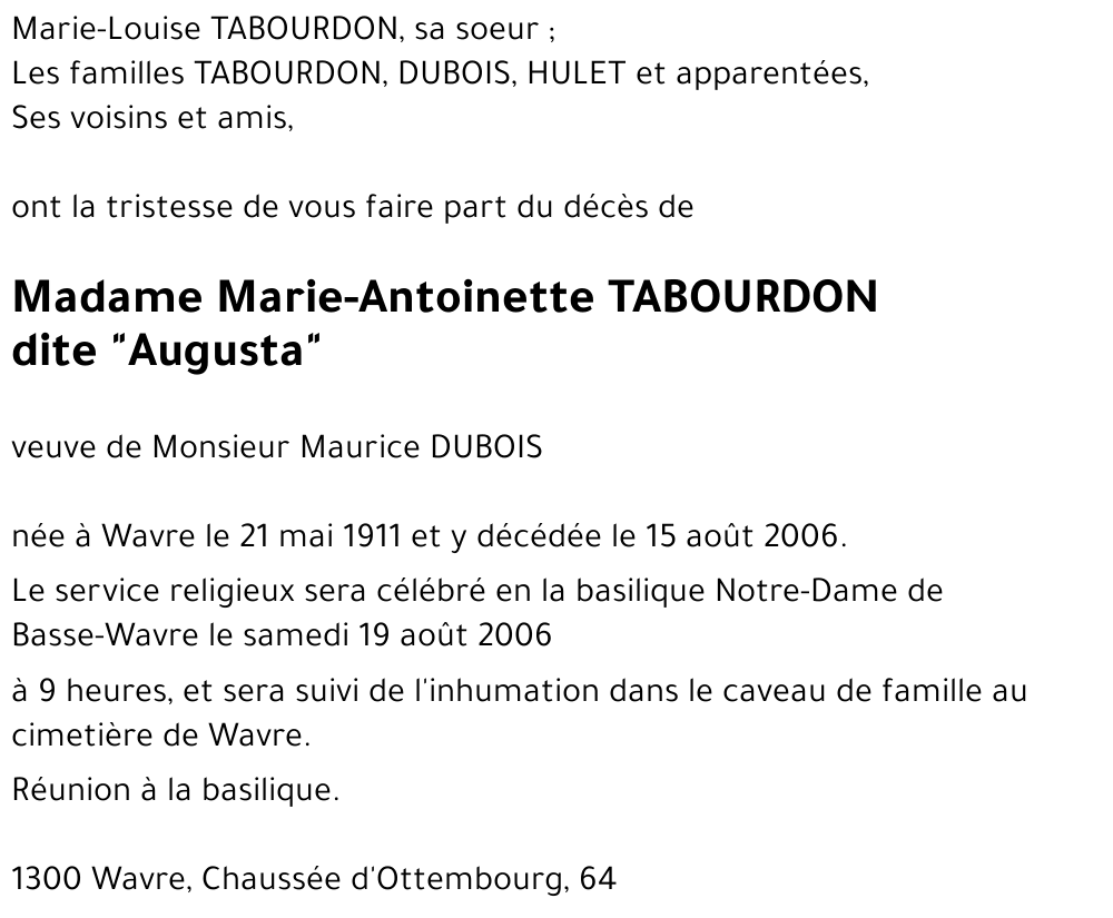Marie-Antoinette TABOURDON