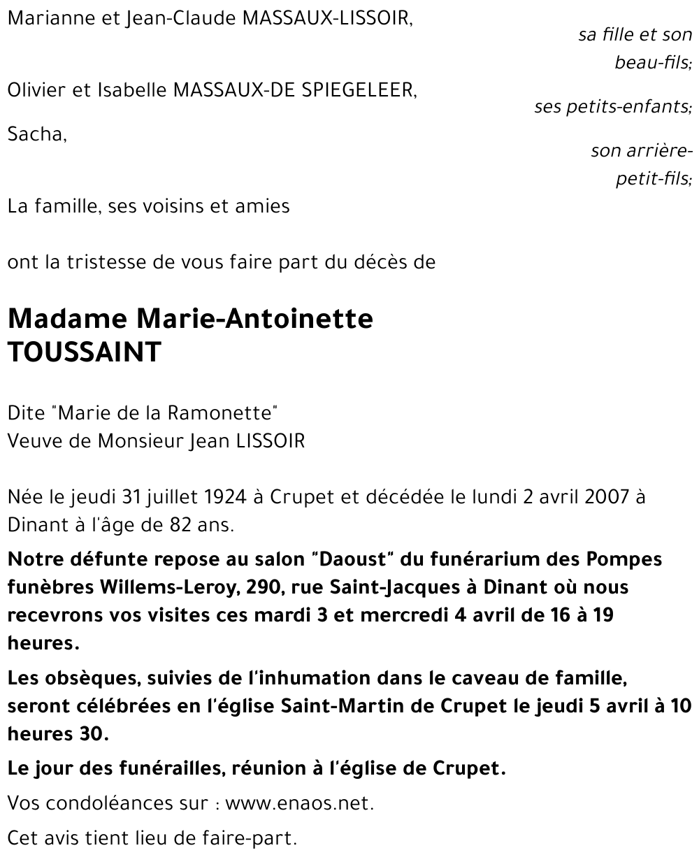 Marie-Antoinette TOUSSAINT