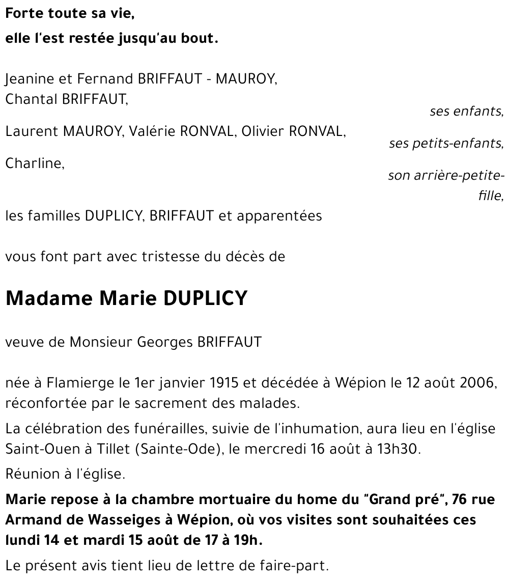 Marie DUPLICY