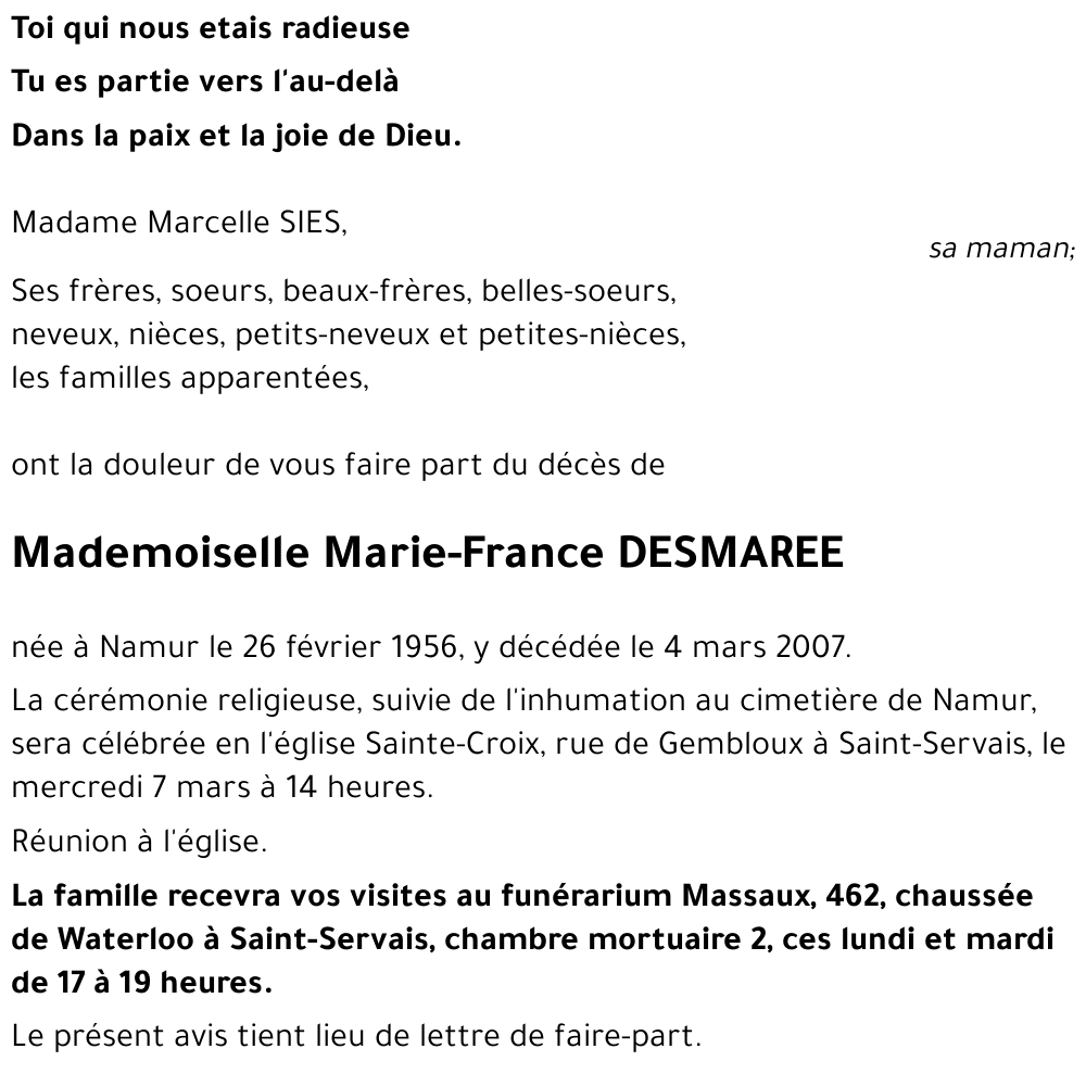 Marie-France DESMAREE