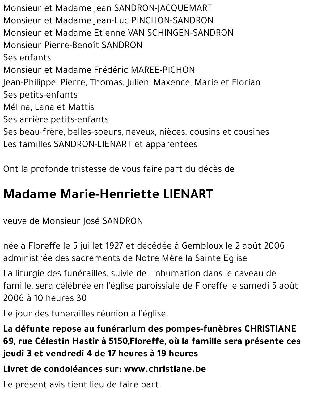 Marie-Henriette LIENART
