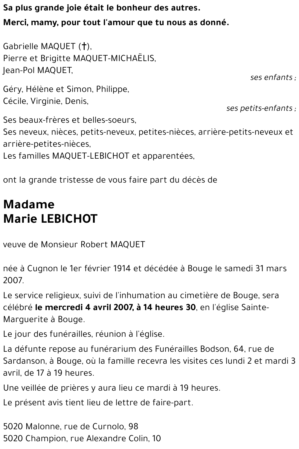 Marie LEBICHOT