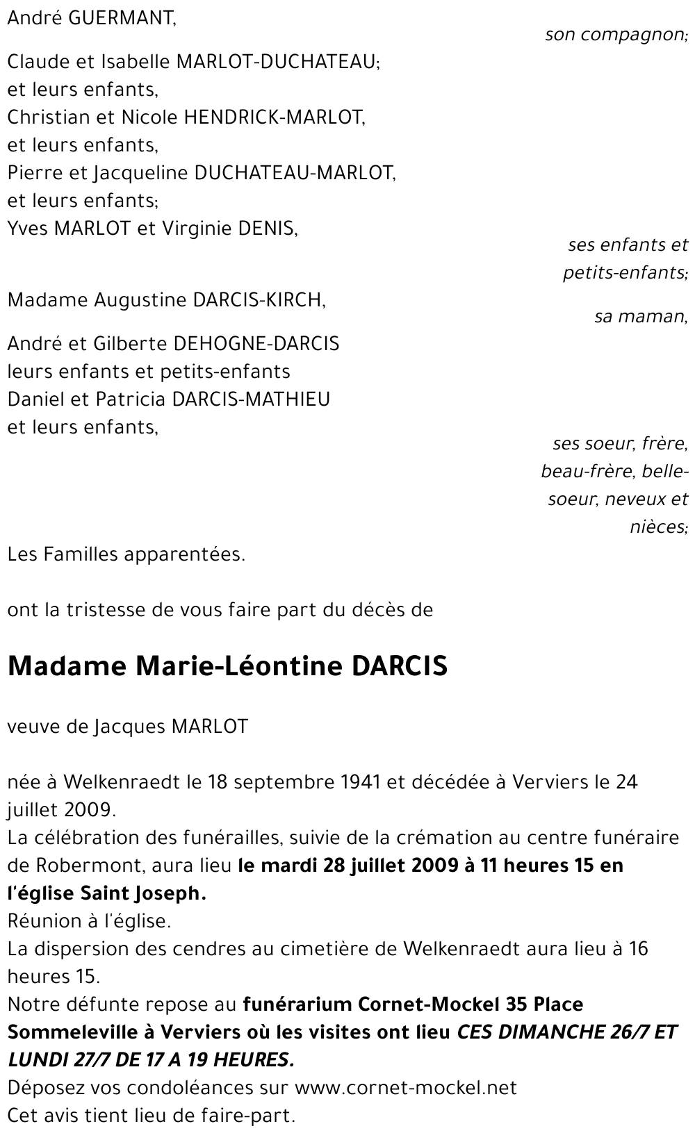 Marie-Léontine DARCIS