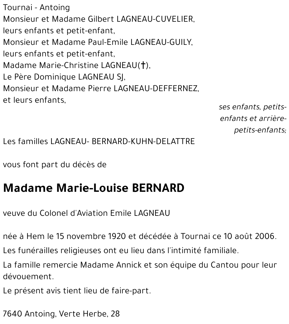 Marie-Louise BERNARD