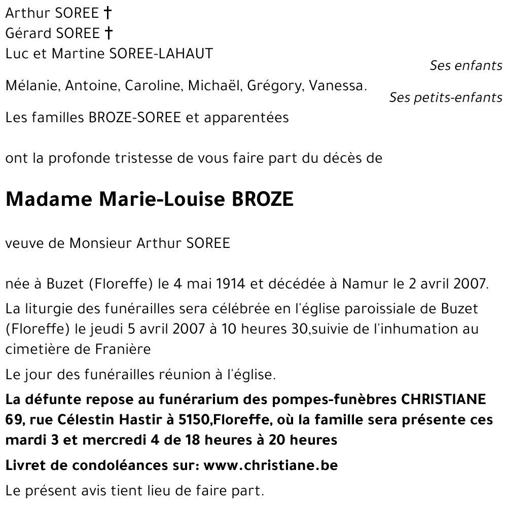 Marie-Louise BROZE