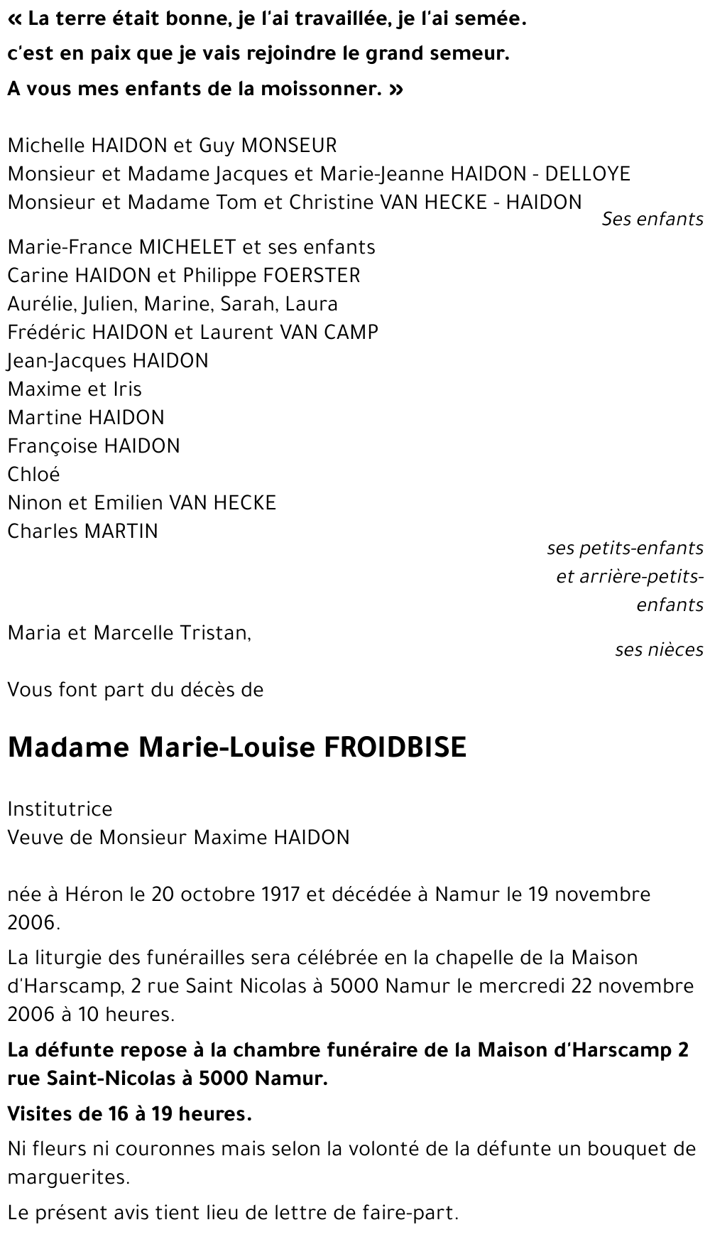 Marie-Louise FROIDBISE