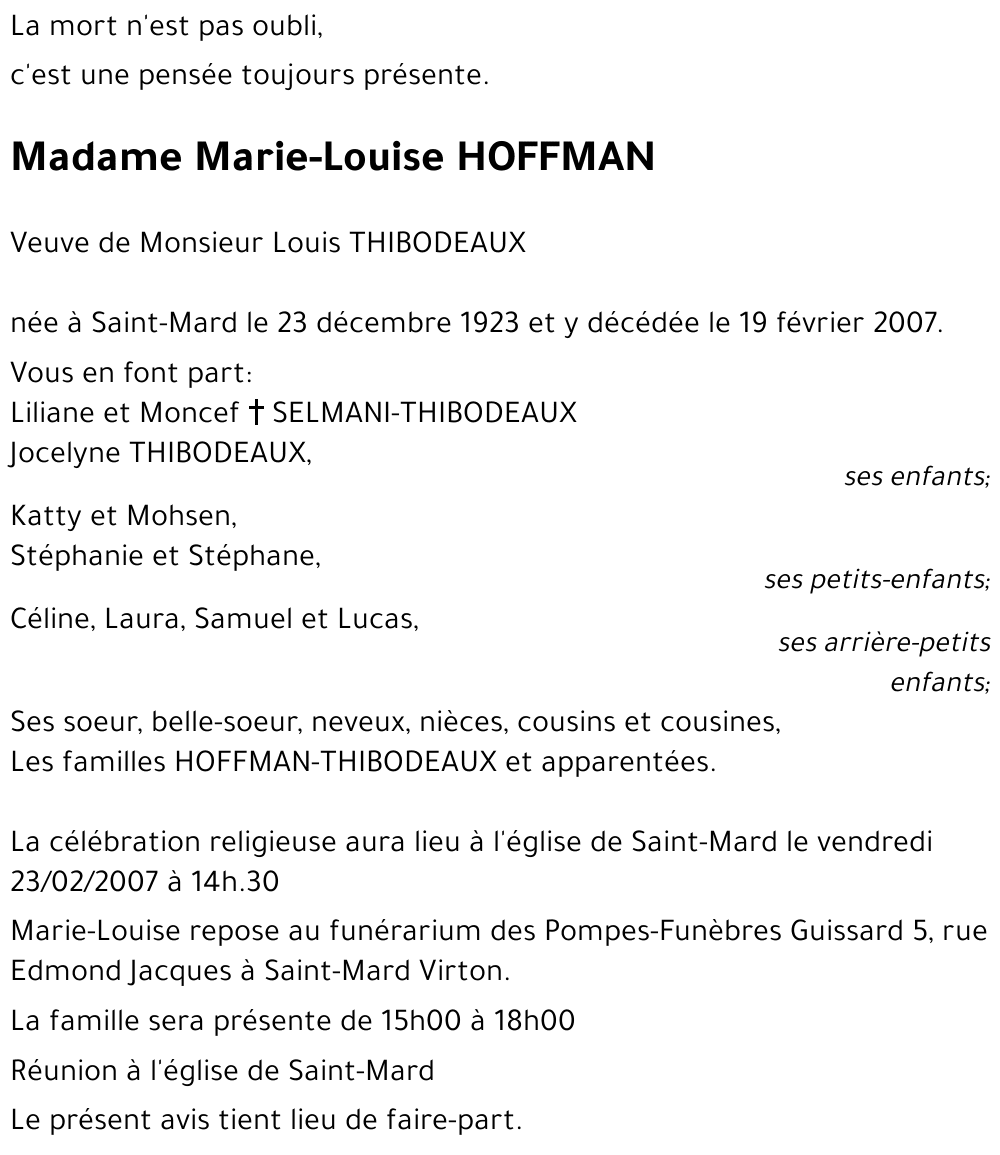 Marie-Louise HOFFMAN