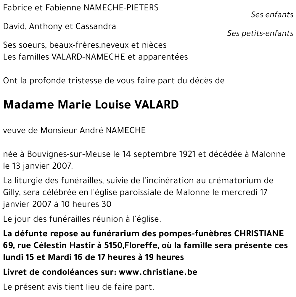 Marie Louise VALARD