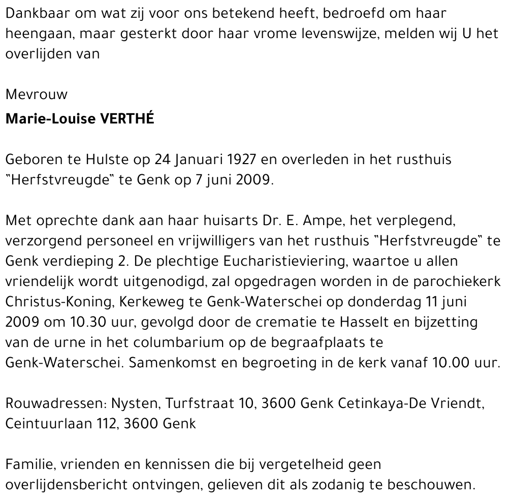 Marie-Louise VERTHÉ