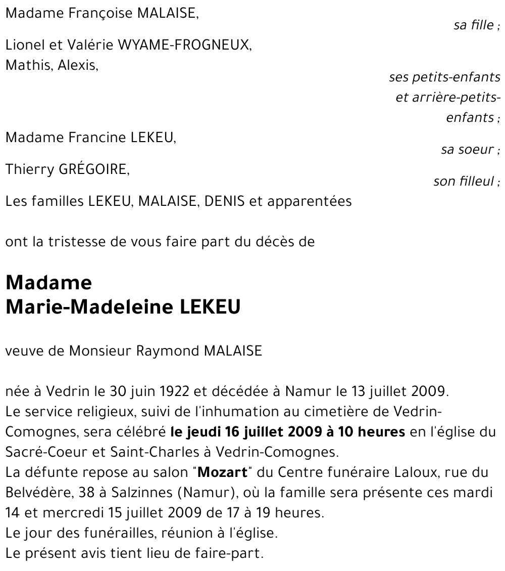 Marie-Madeleine LEKEU