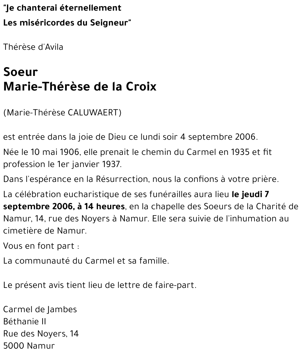 Marie-Thérèse CALUWAERT