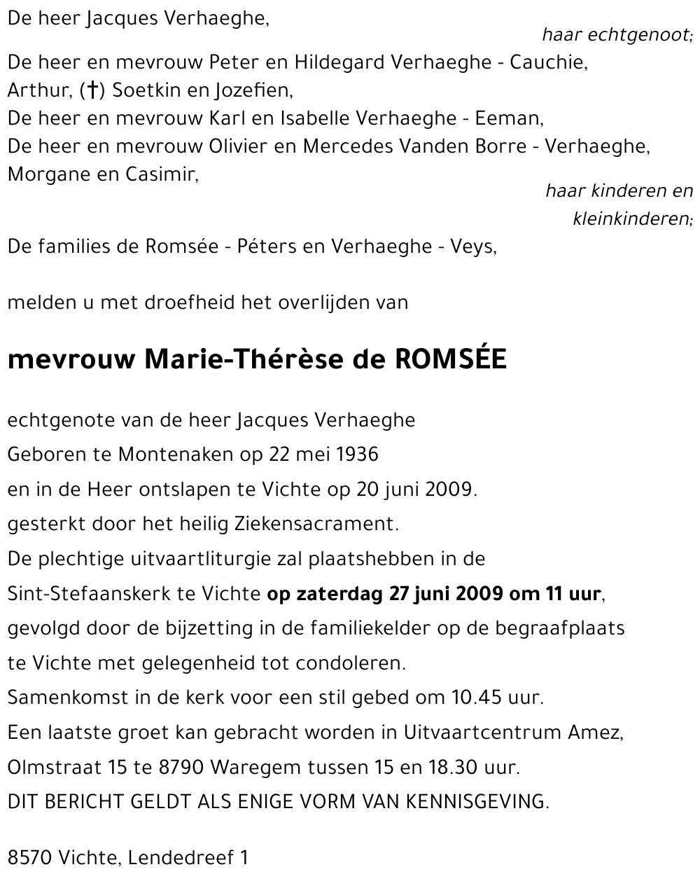 Marie-Thérèse de ROMSÉE