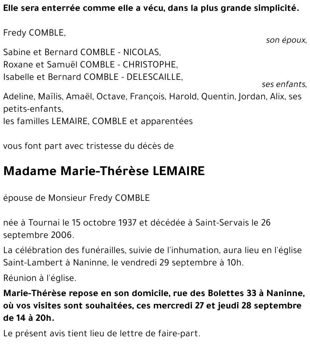 Marie-Thérèse LEMAIRE
