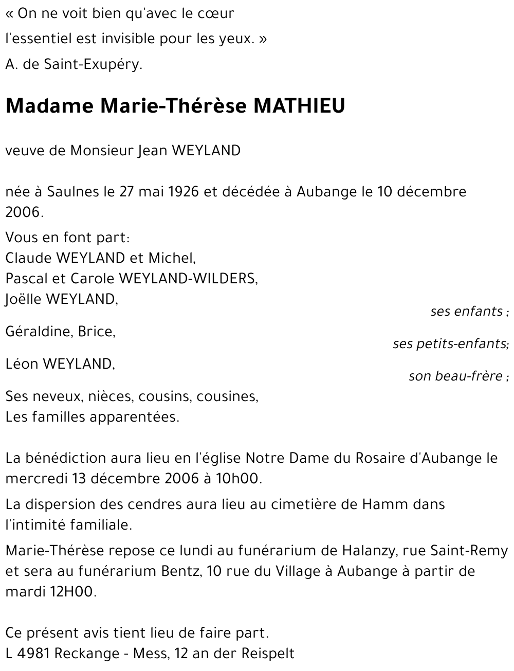 Marie-Thérèse MATHIEU