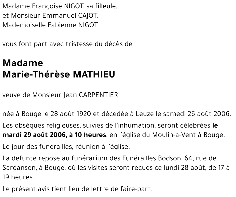 Marie-Thérèse MATHIEU