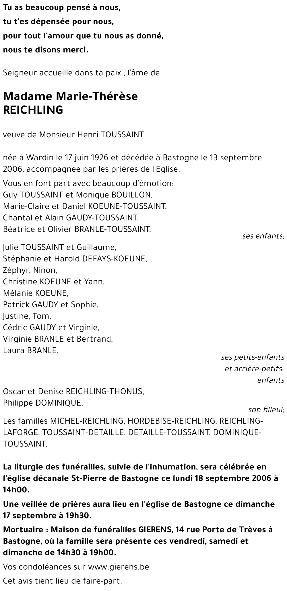 Marie-Thérèse REICHLING