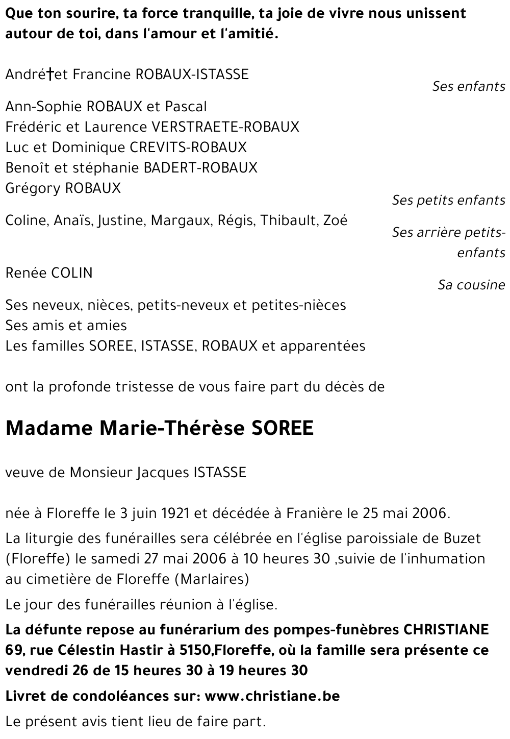 Marie-Thérèse SOREE