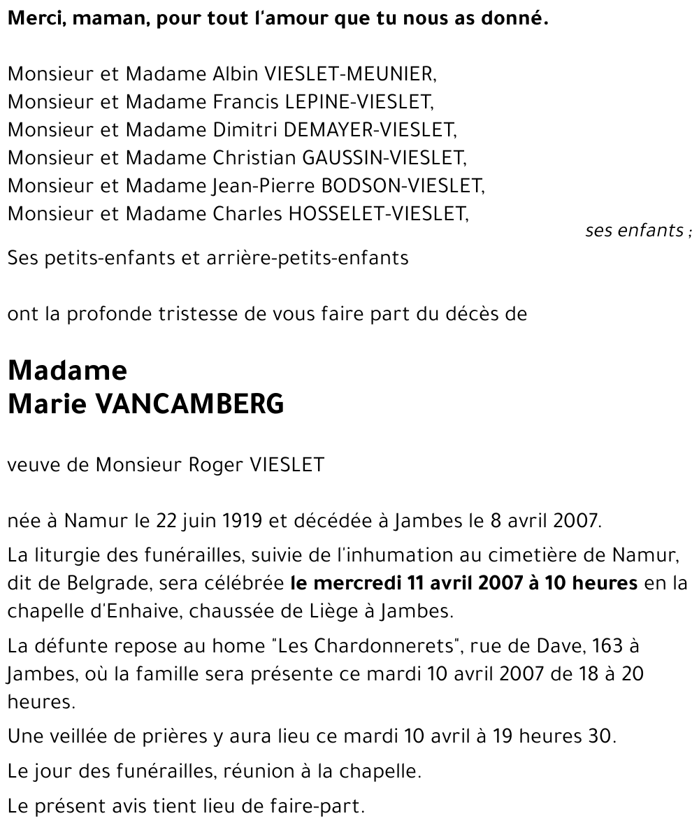 Marie VANCAMBERG