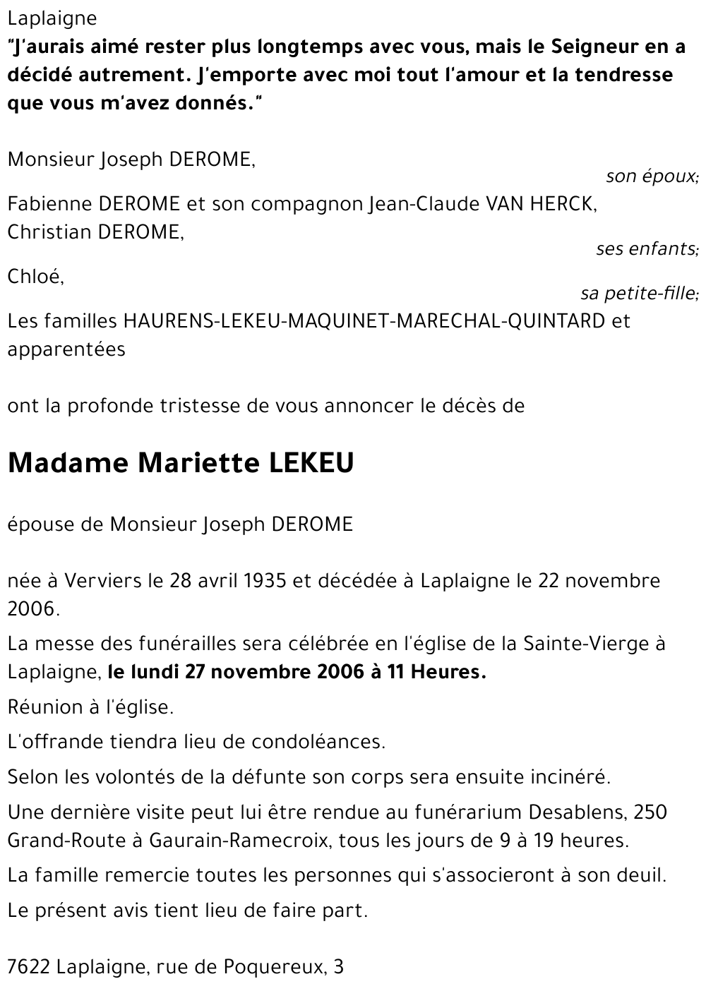Mariette LEKEU