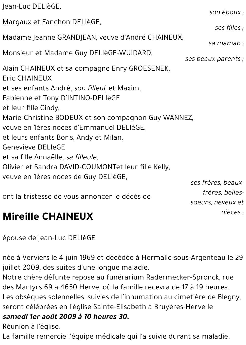 Mireille DELIEGE-CHAINEUX