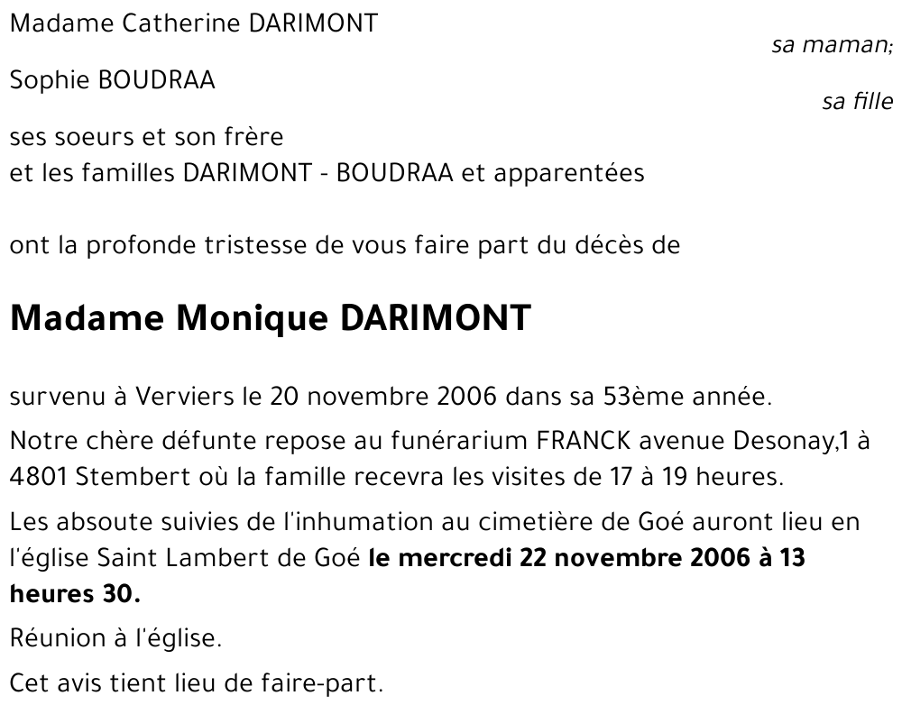Monique DARIMONT
