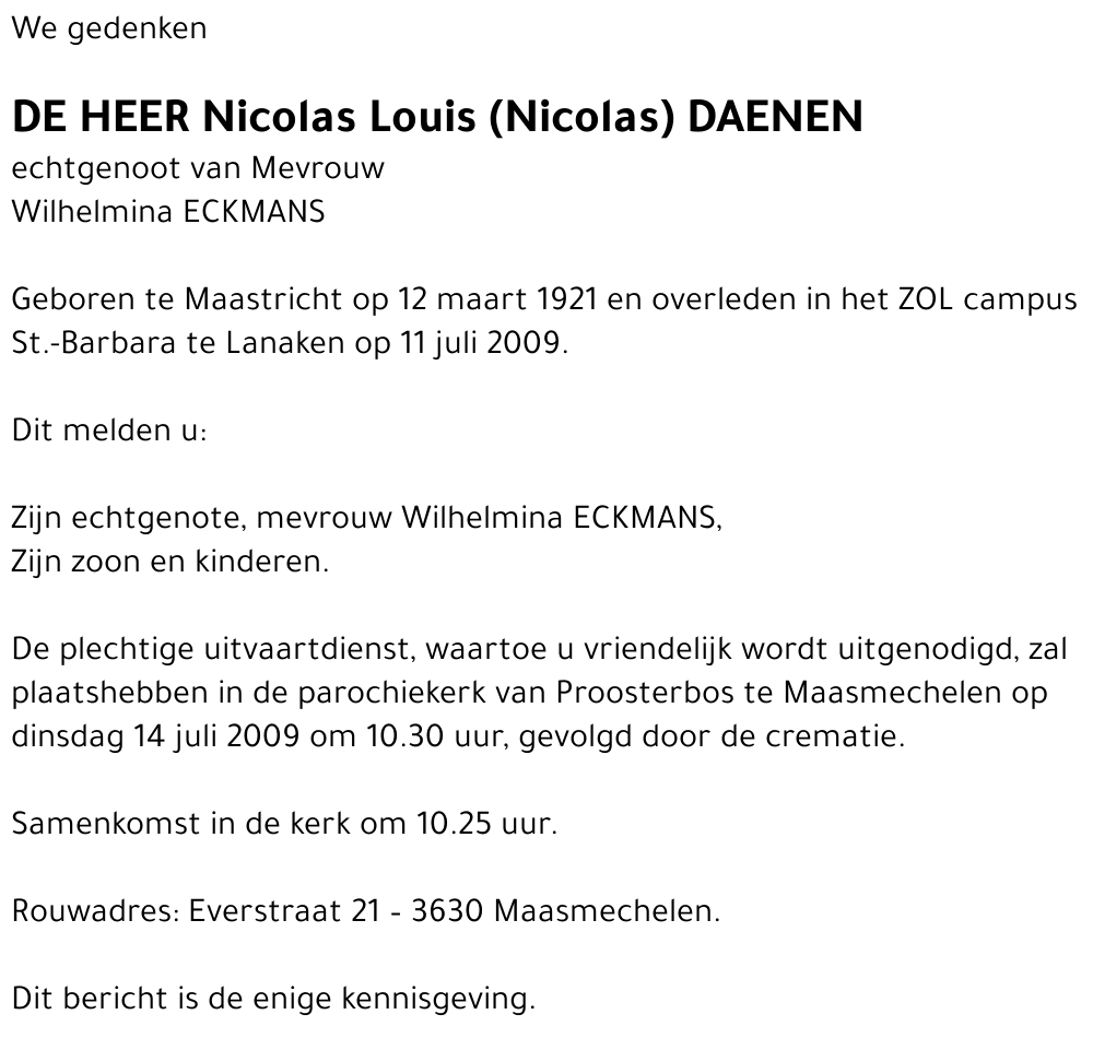 Nicolas Louis DAENEN