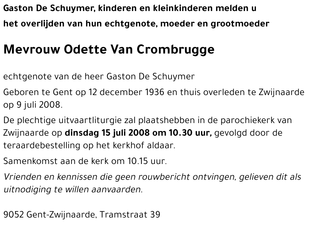 Odette Van Crombrugge