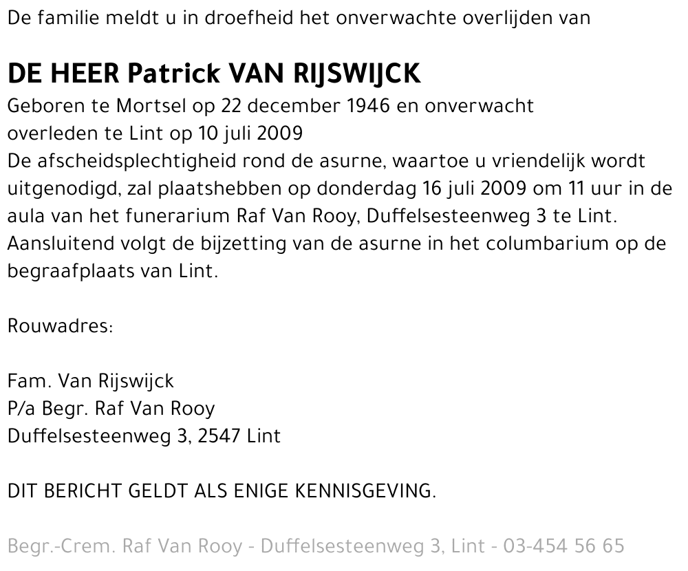 Patrick Van Rijswijck