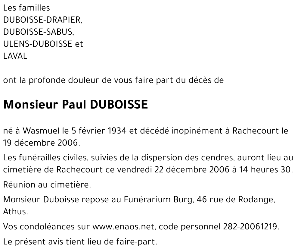 Paul DUBOISSE
