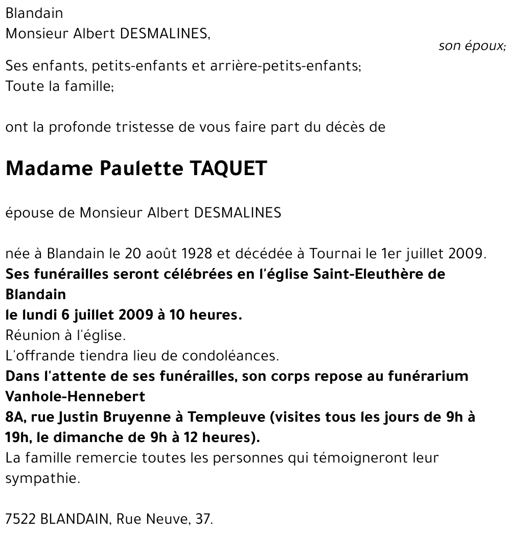 Paulette TAQUET