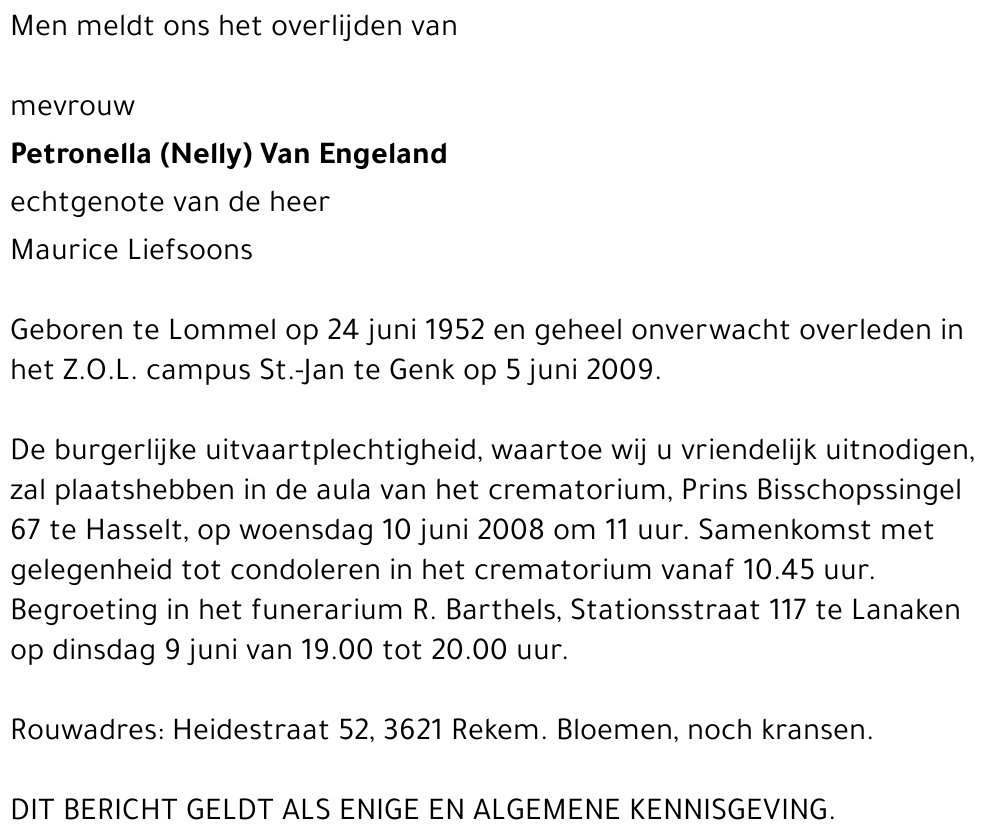 Petronella (Nelly) Van Engeland