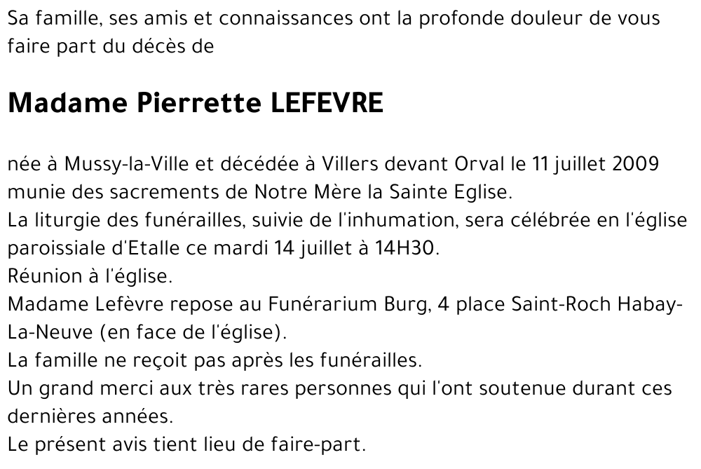 Pierrette LEFEVRE