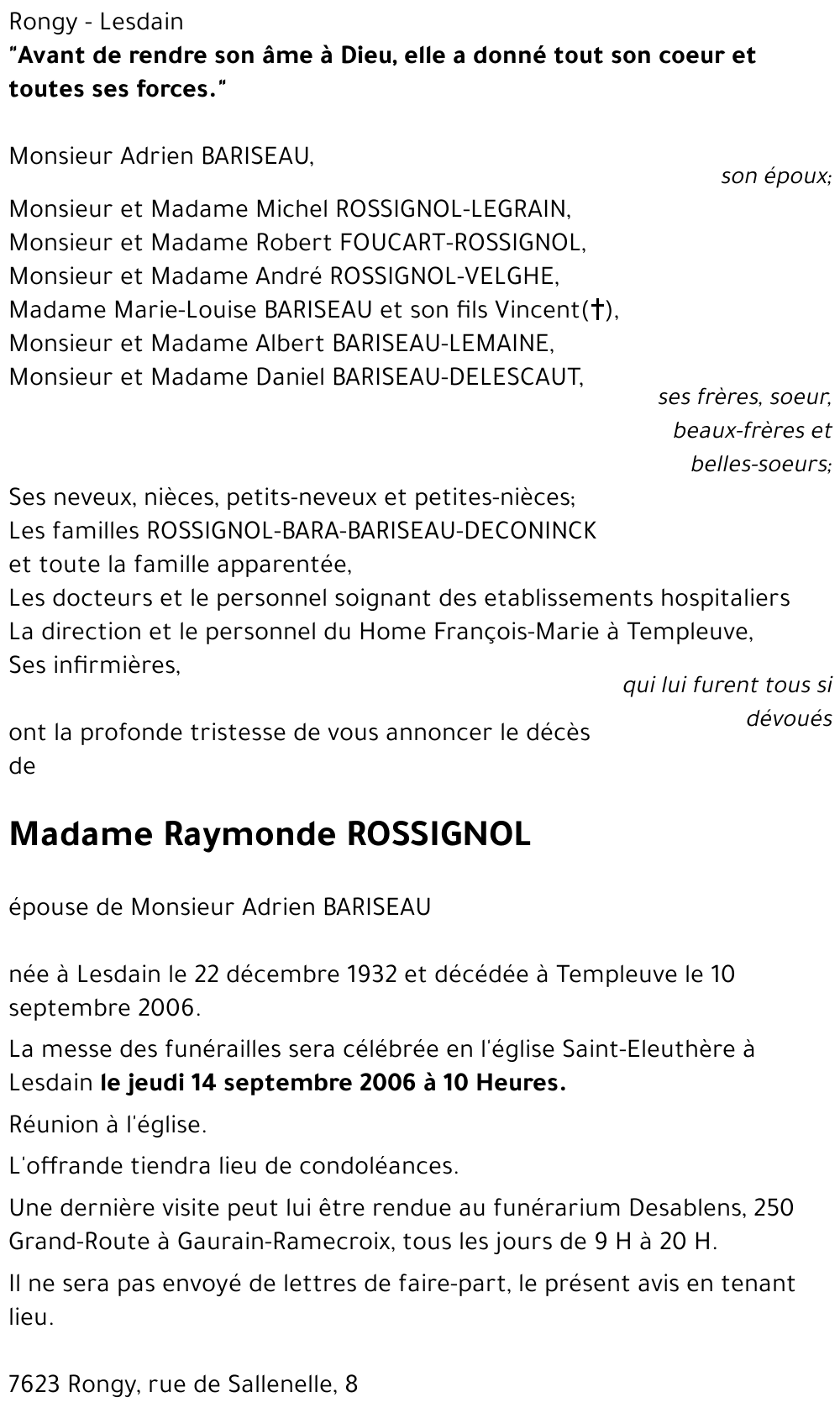Raymonde ROSSIGNOL