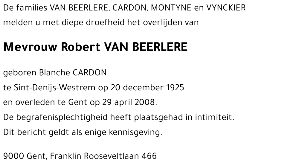 Robert VAN BEERLERE