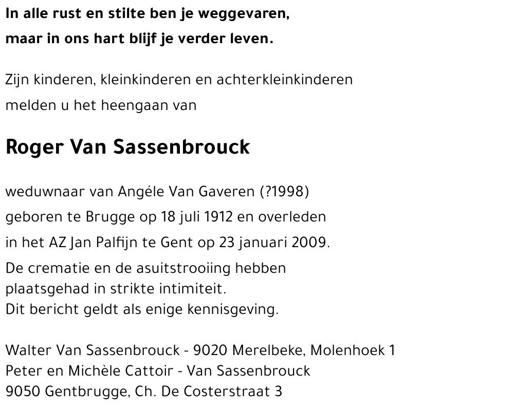 Roger Van Sassenbrouck